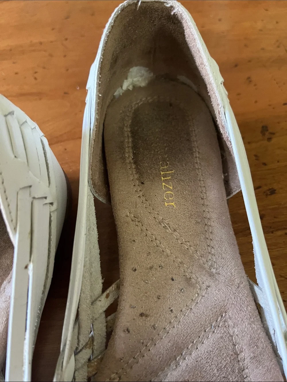 Naturalizer White Woven Leather Huarache Slip-On Ballet Flats
